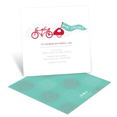Modern Baby Shower Invitations -- Double Bicycle and Baby Make Three Modern Baby Shower Invitations -- Double Bicycle and Baby Make Three