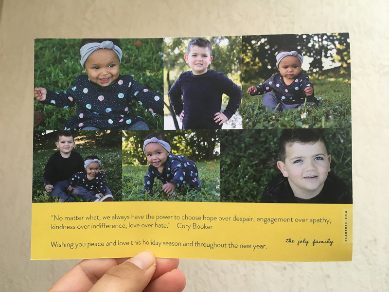 The back side of Be Happy -- Christmas Card from You Are The Roots Blog